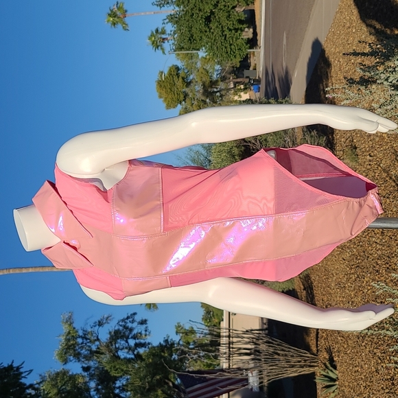 IRON FIST x 24 HOURS Nun Fux Given Mesh Pink Bodysuit M Vinyl Rave Punk Y2K - Picture 8 of 16